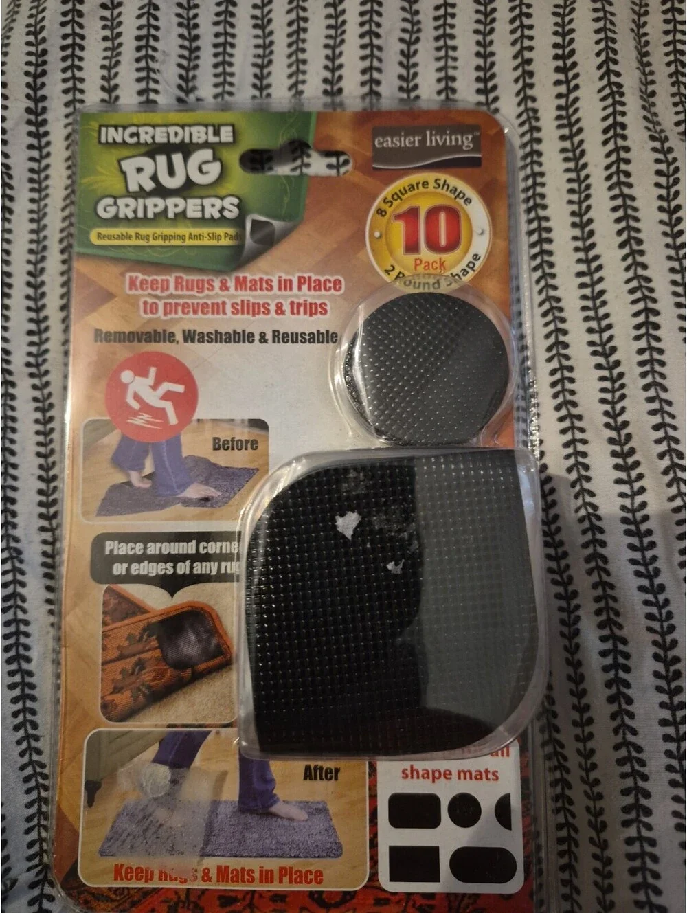NEW IN PACKAGE, 10 Pack Incredible Rug Grippers Removable, Washable & Reusable